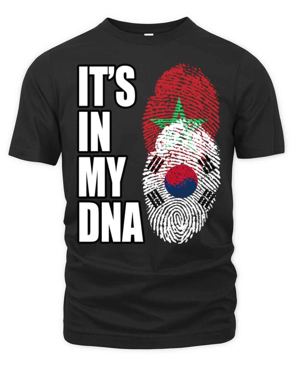 South Korean And Moroccan Mix DNA Flag Heritage Organic Unisex T-shirt