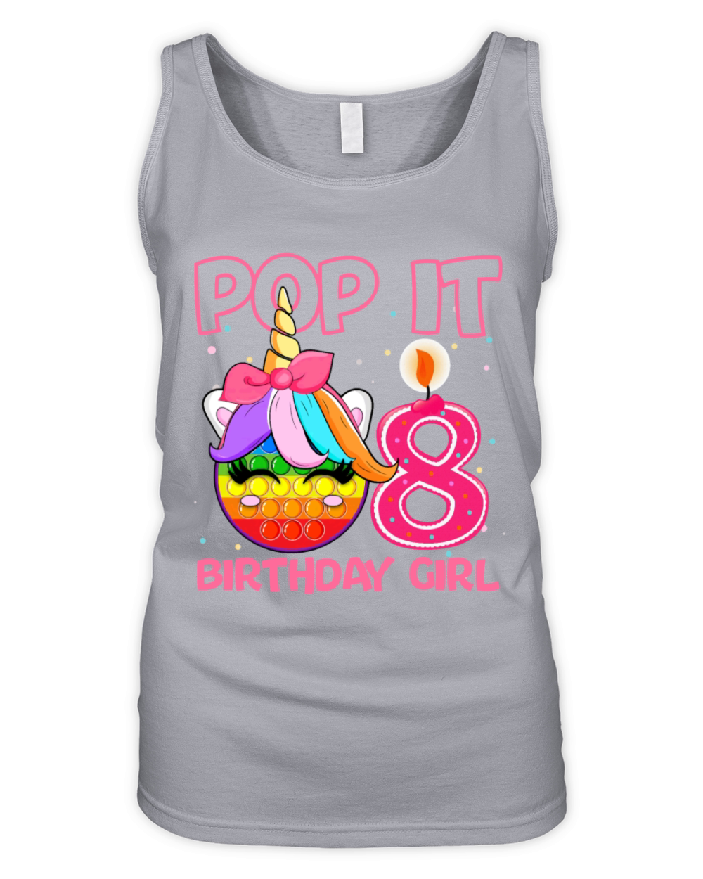 Birthday Girl Pop It 8th Birthday Unicorn Fidget Organic Women's Tank Top