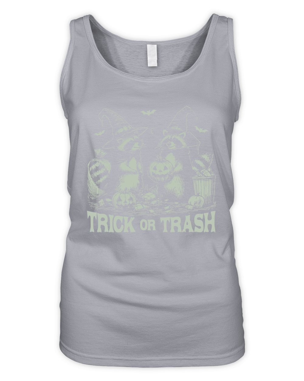 Trick Or Trash Halloween D retro Green Organic Women's Tank Top
