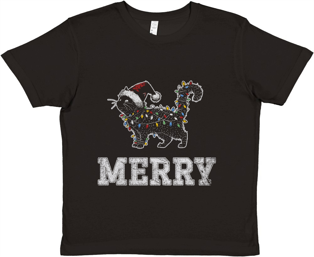 MERRY CAT WRAPPED BY CHRISTMAS LIGHTS D Color 5 GR Premium Kids Crewneck T-shirt