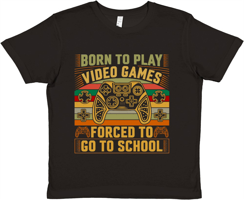 Retro Video Game   born to play video games forced to go to school Premium Kids Crewneck T-shirt