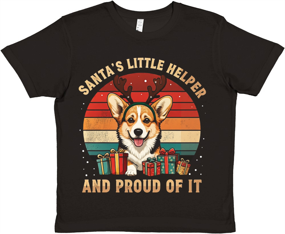 Santas Little Helper And Proud Of It Corgi Christmas Premium Kids Crewneck T-shirt