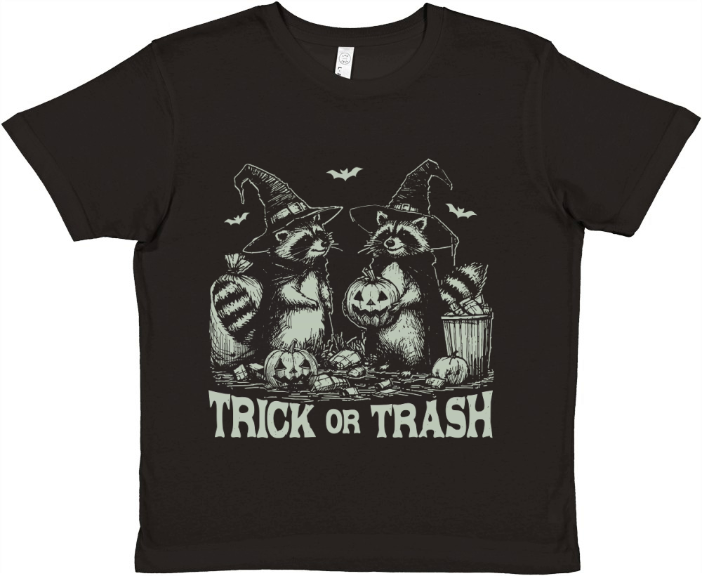 Trick Or Trash Halloween D retro Green Premium Kids Crewneck T-shirt