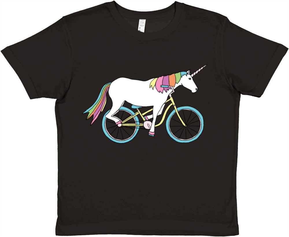 unicorn riding bike Premium Kids Crewneck T-shirt