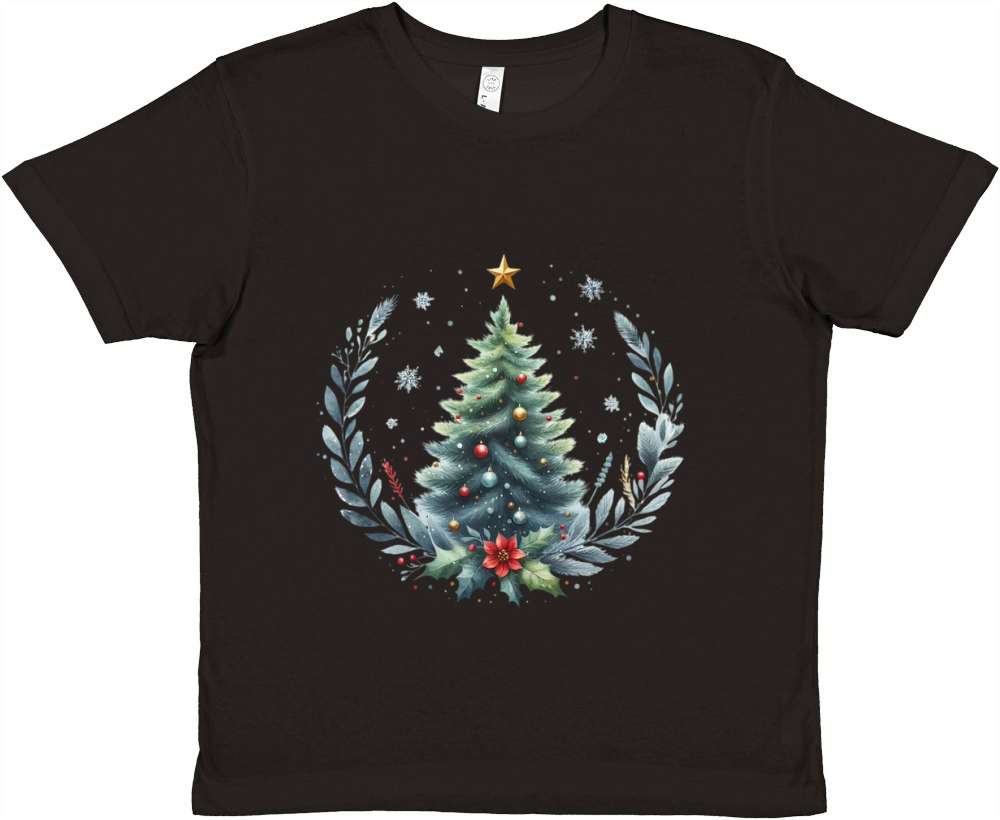 Watercolor Christmas tree Clipart Premium Kids Crewneck T-shirt