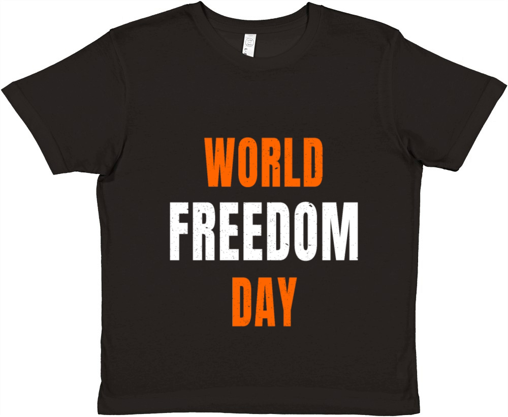 World Freedom Day graphic Orange White Text Premium Kids Crewneck T-shirt