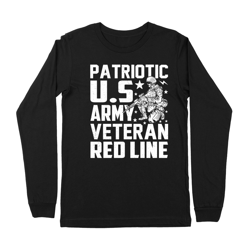 Patriotic U.S Army Veteran Red Line Premium Long Sleeve