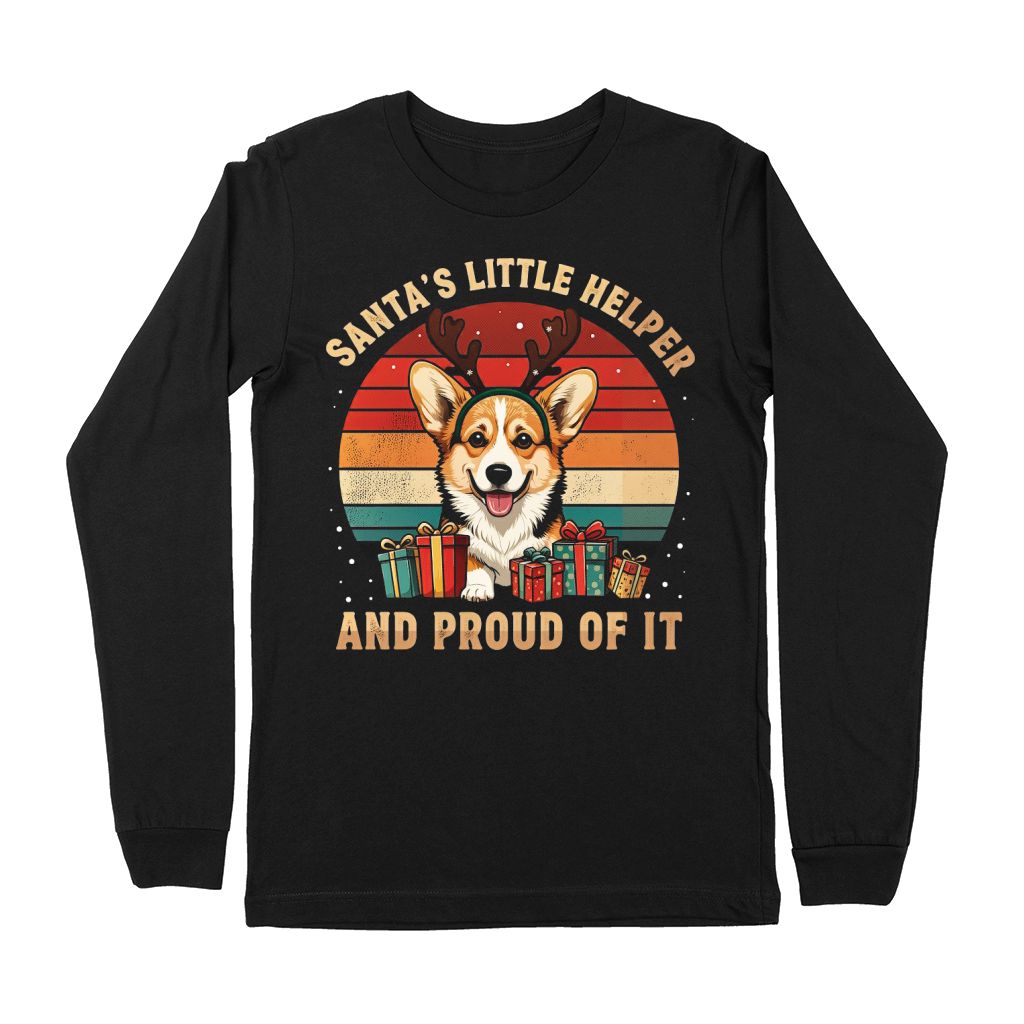 Santas Little Helper And Proud Of It Corgi Christmas Premium Long Sleeve