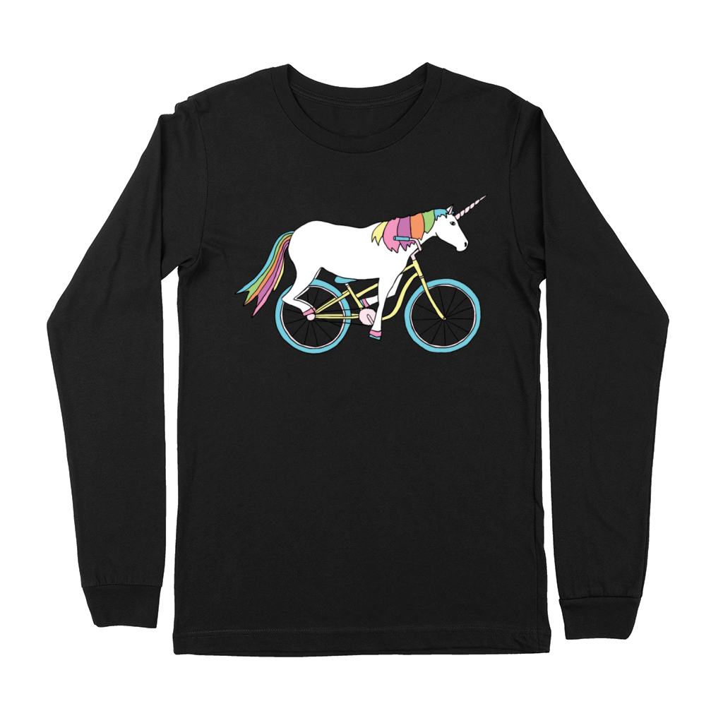 unicorn riding bike Premium Long Sleeve