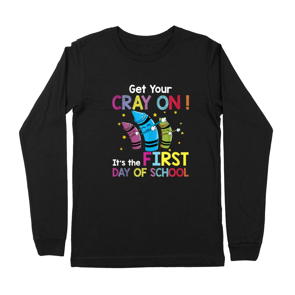 Womens Get your crayon its first day of school back to school Premium Long Sleeve
