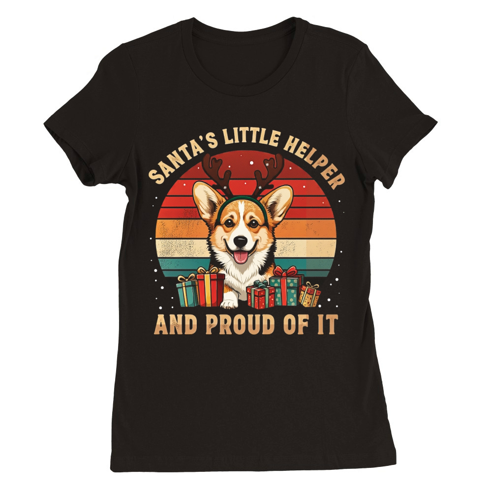 Santas Little Helper And Proud Of It Corgi Christmas Premium Womens Crewneck T-shirt