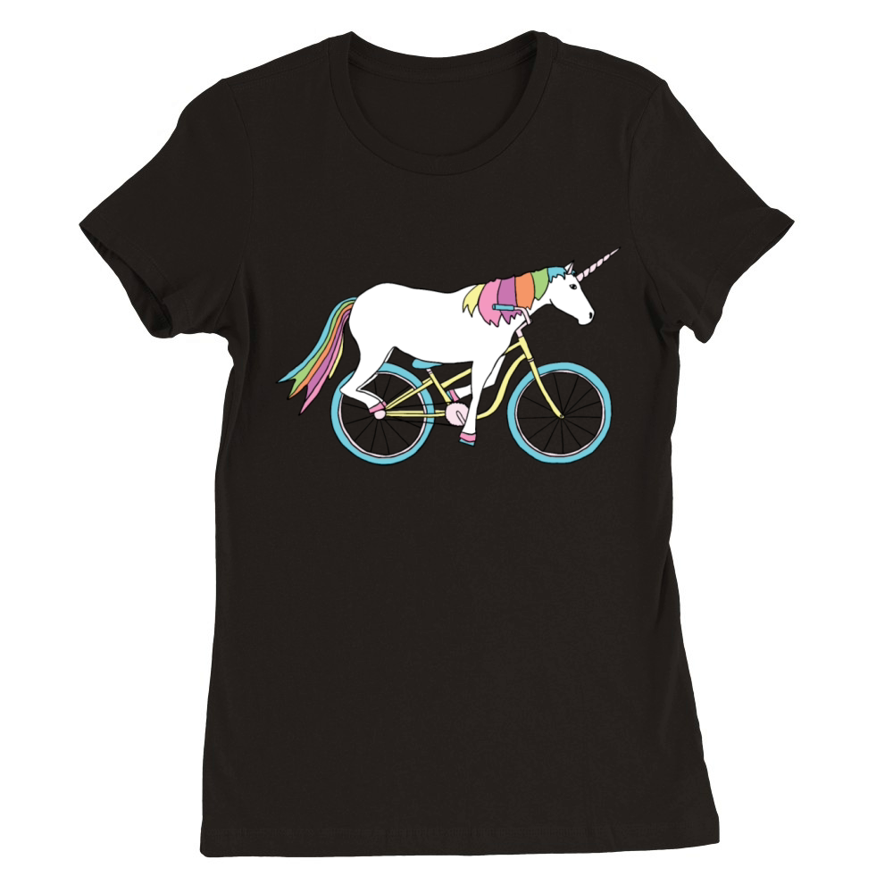 unicorn riding bike Premium Womens Crewneck T-shirt