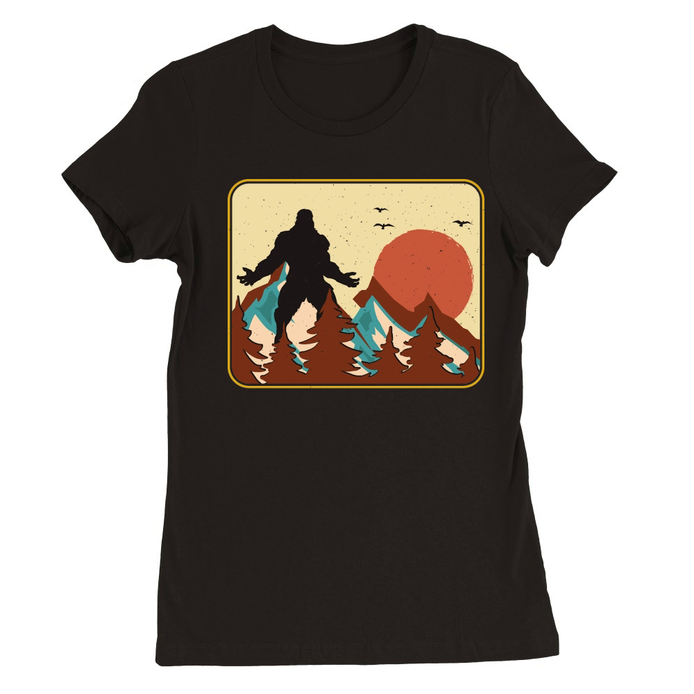 Vintage UFO Alien Bigfoot Premium Womens Crewneck T-shirt