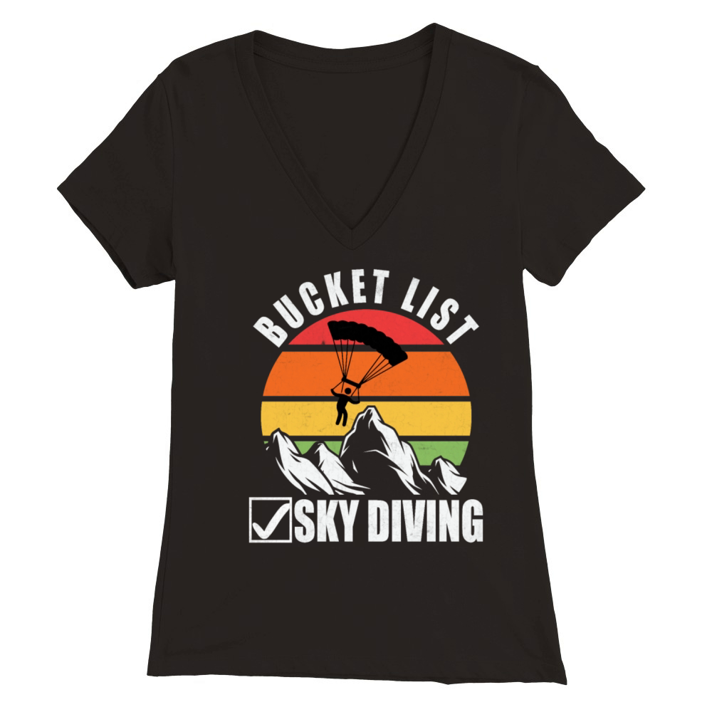 Bucket List Sky Diving Premium Womens V-Neck T-shirt