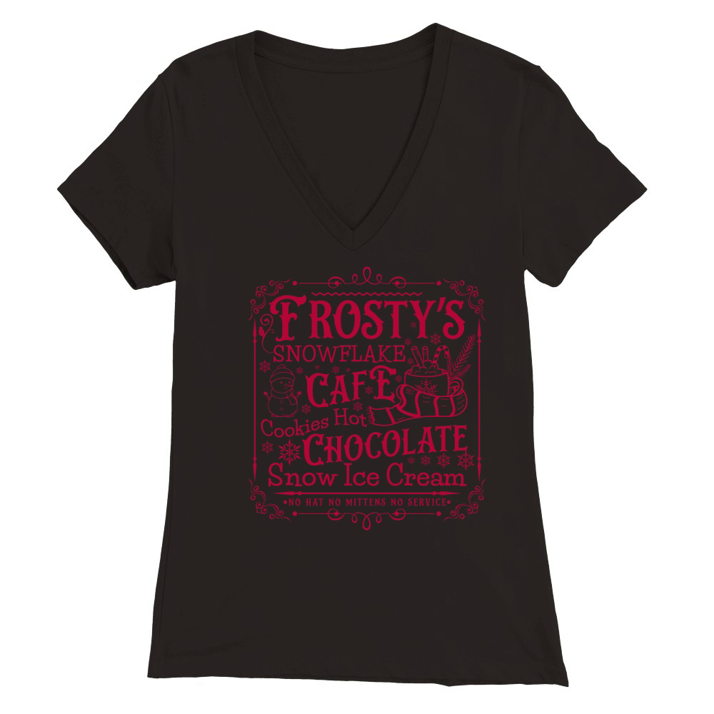 frostys Snowflake Cafe cookies Vintage  Christmas 300 Premium Womens V-Neck T-shirt
