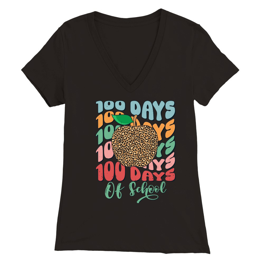 Happy Retro 100 days of Premium Womens V-Neck T-shirt