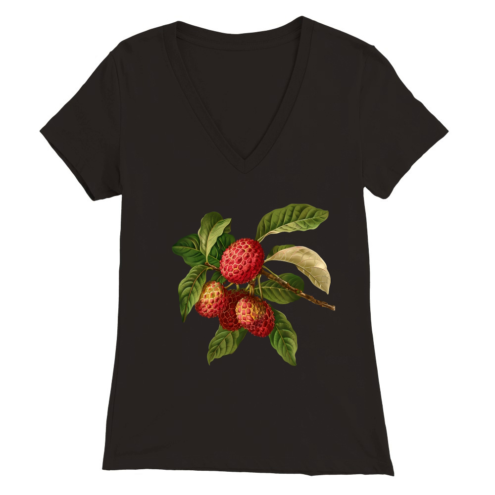 Lychee Spiky Sweetness Vintage Fruit Premium Womens V-Neck T-shirt