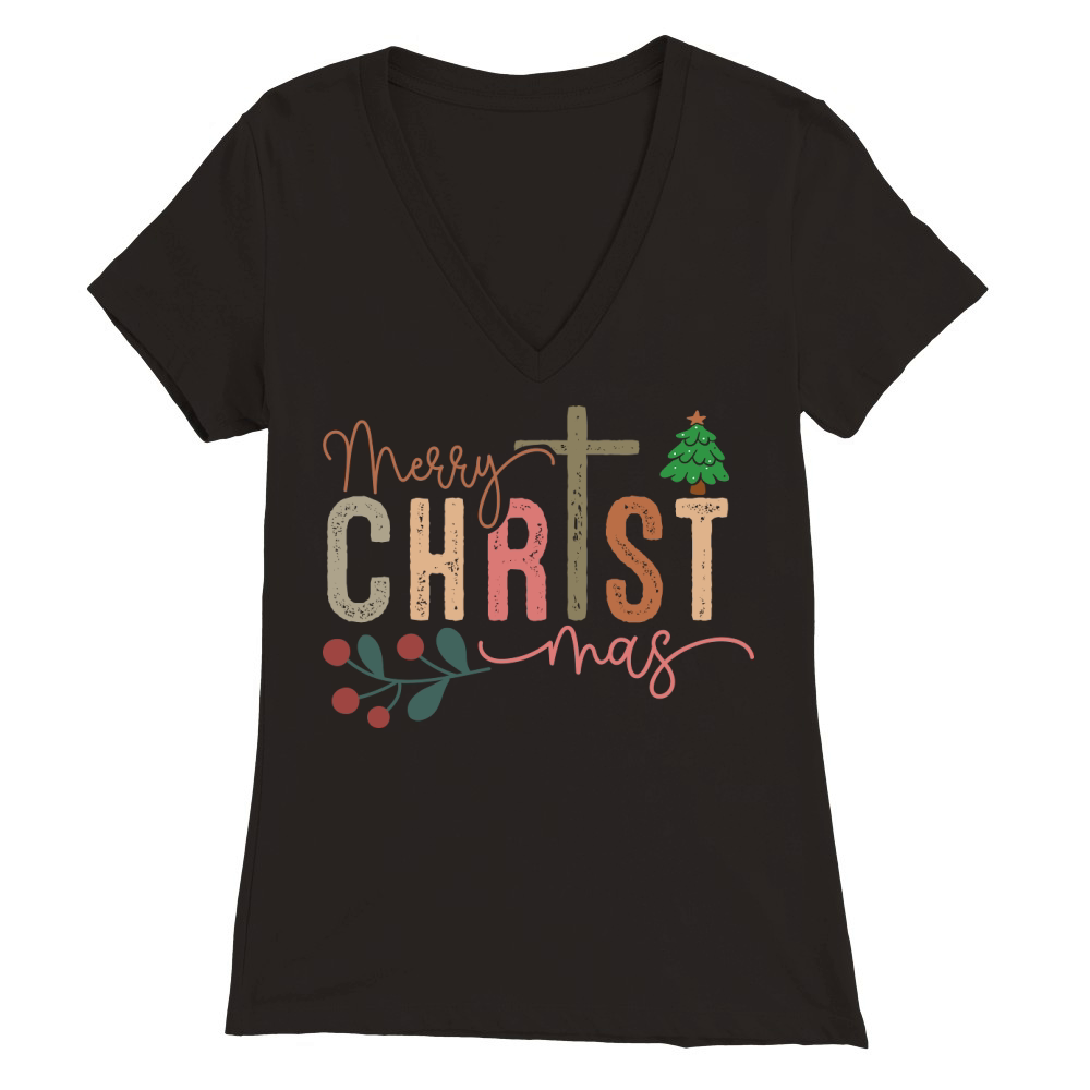 Merry Christmas  Christian Christma 02 Premium Womens V-Neck T-shirt