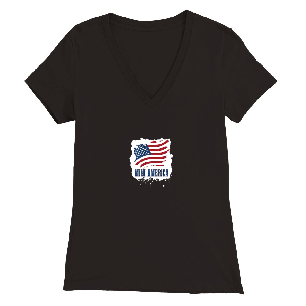 Mini america Premium Womens V-Neck T-shirt