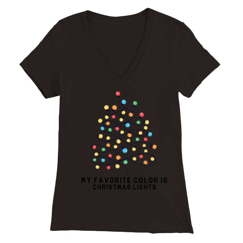 My favorite color is Christmas lights Premium Womens V-Neck T-shirt