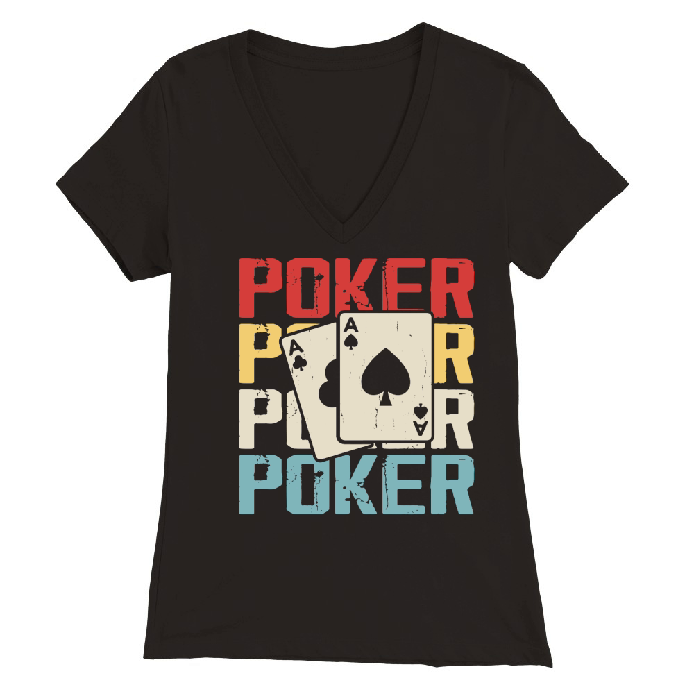 Vintage Casino Poker Premium Womens V-Neck T-shirt