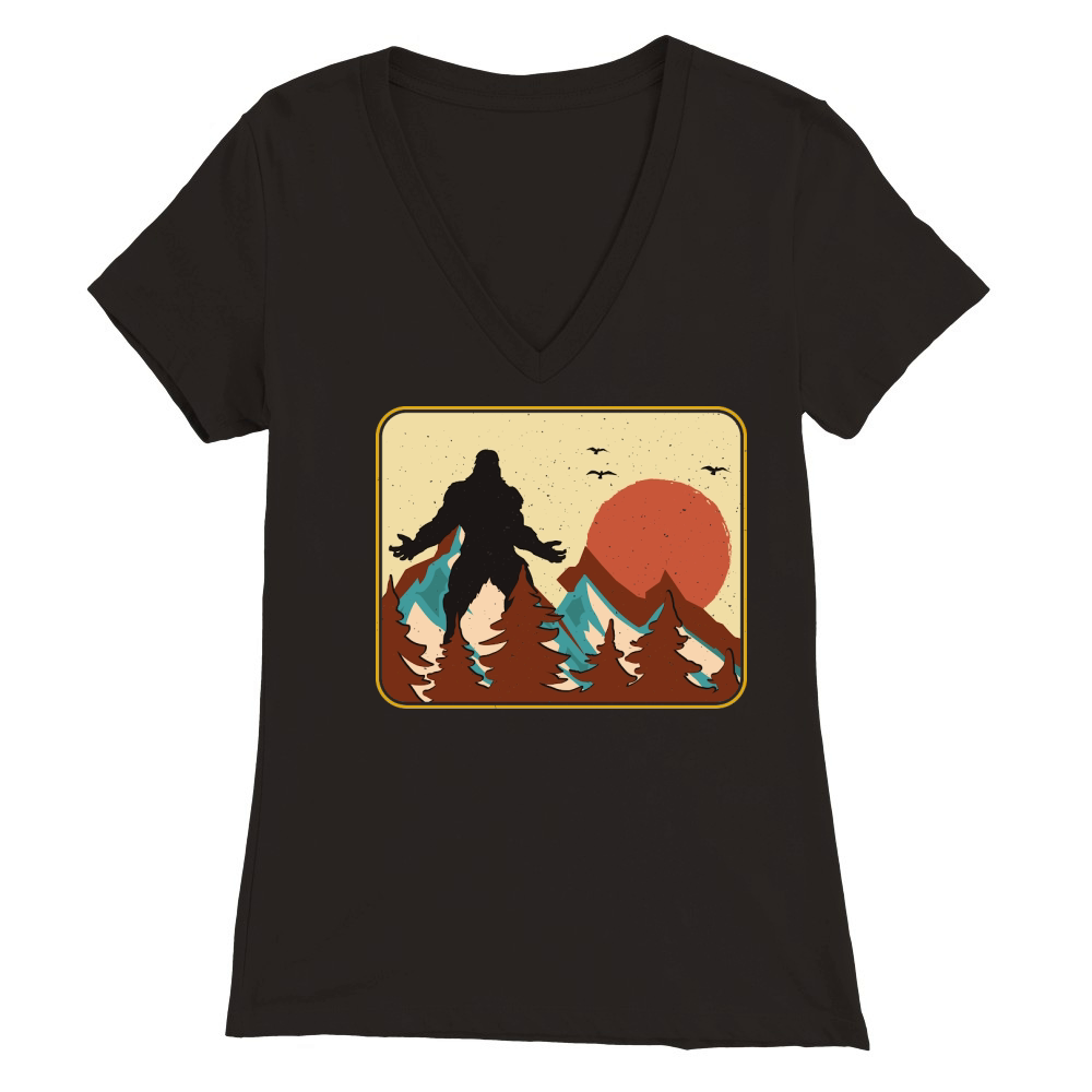 Vintage UFO Alien Bigfoot Premium Womens V-Neck T-shirt