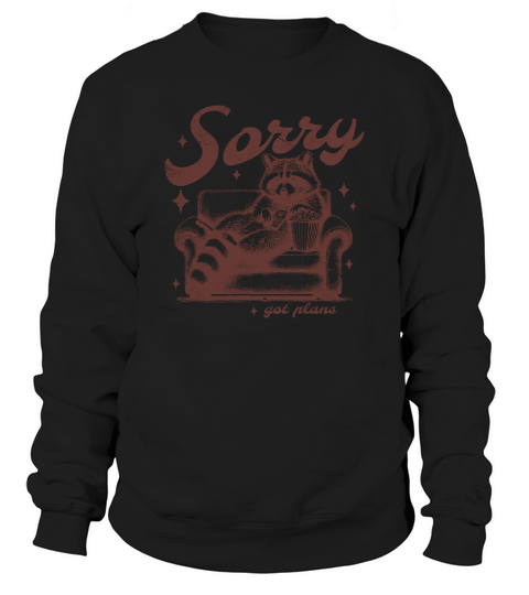 Sorry Got Plans Raccoon Sofa Popcorn D Brown GR Sweatshirt Unisex