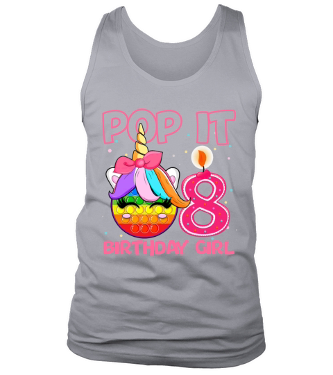Birthday Girl Pop It 8th Birthday Unicorn Fidget Tank Top Unisex