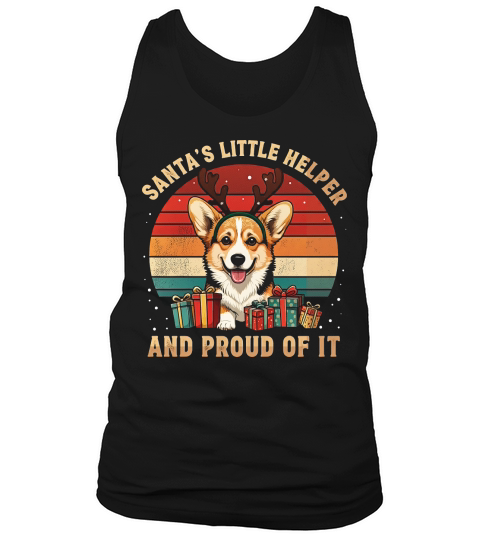 Santas Little Helper And Proud Of It Corgi Christmas Tank Top Unisex