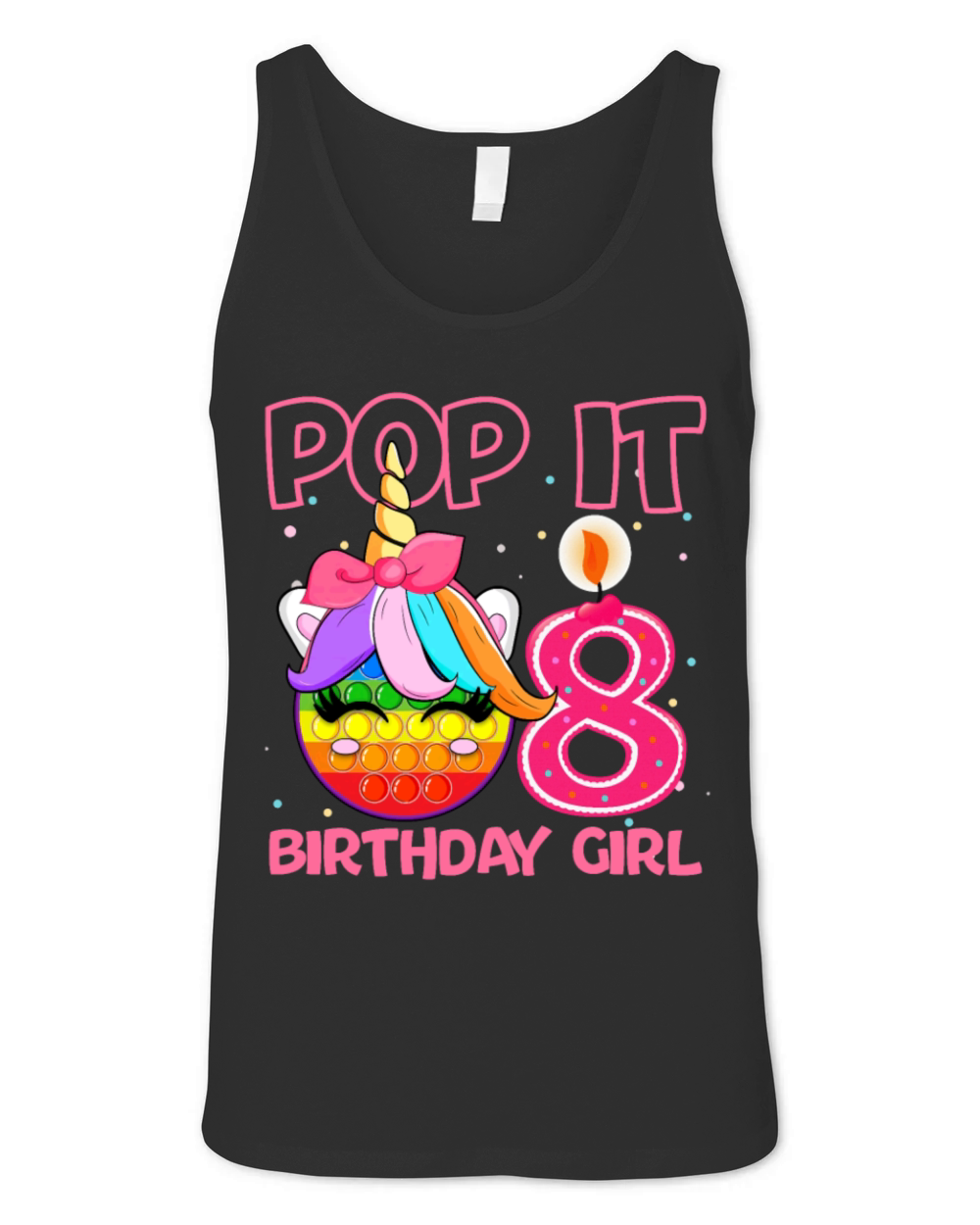Birthday Girl Pop It 8th Birthday Unicorn Fidget Unisex Jersey Tank