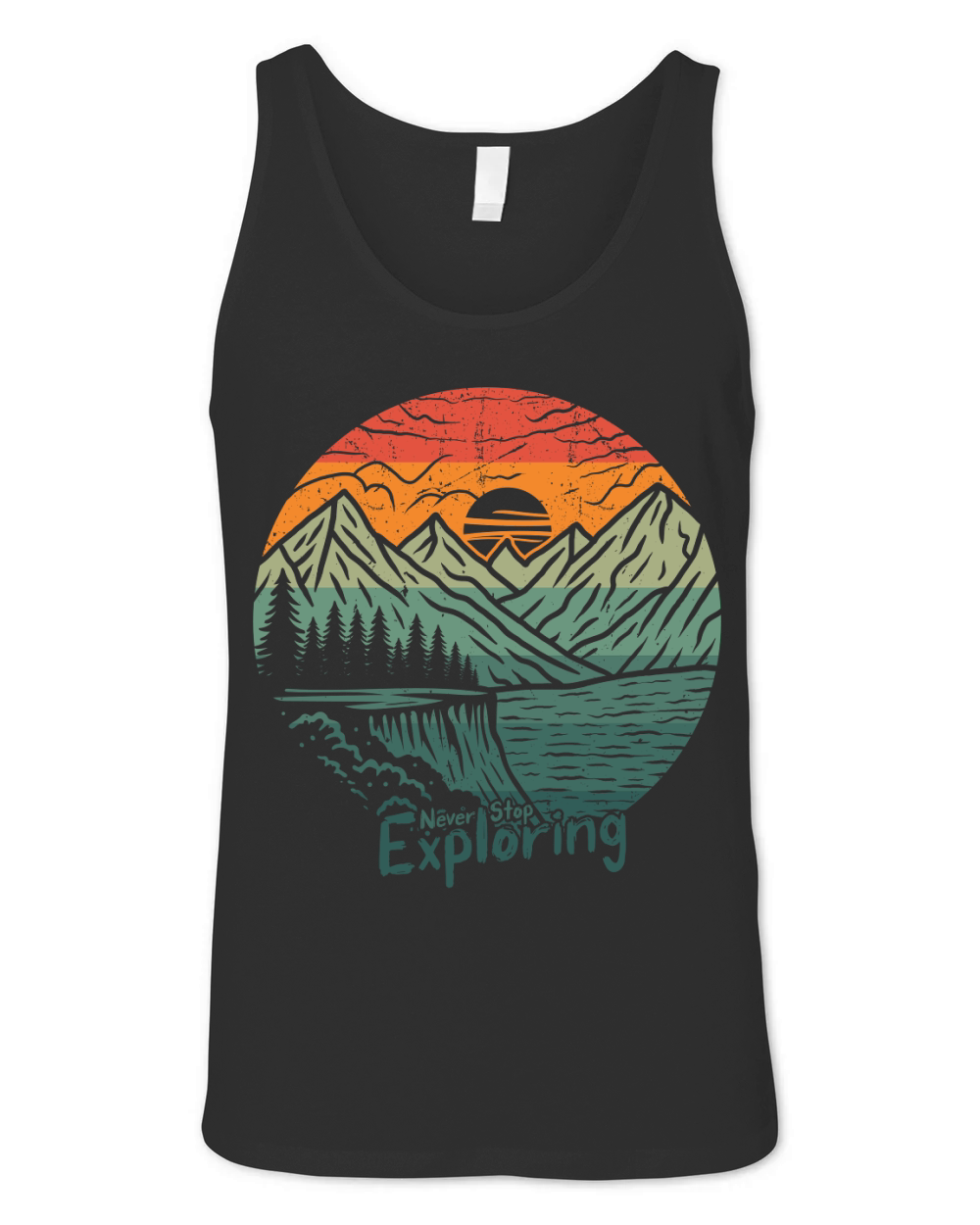 Exploring mountain adventure graphic vector art t shirt design Unisex Jersey Tank