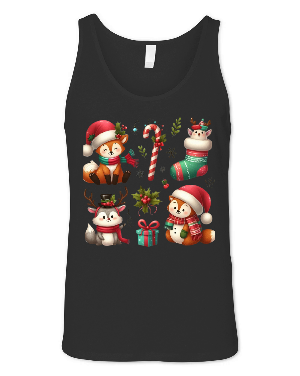 Funny Christmas Animal clipart (4) Unisex Jersey Tank