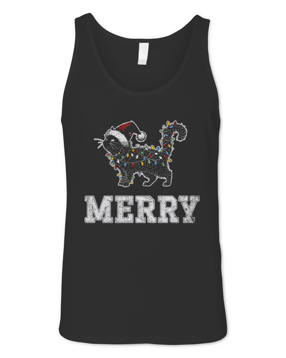 MERRY CAT WRAPPED BY CHRISTMAS LIGHTS D Color 5 GR Unisex Jersey Tank