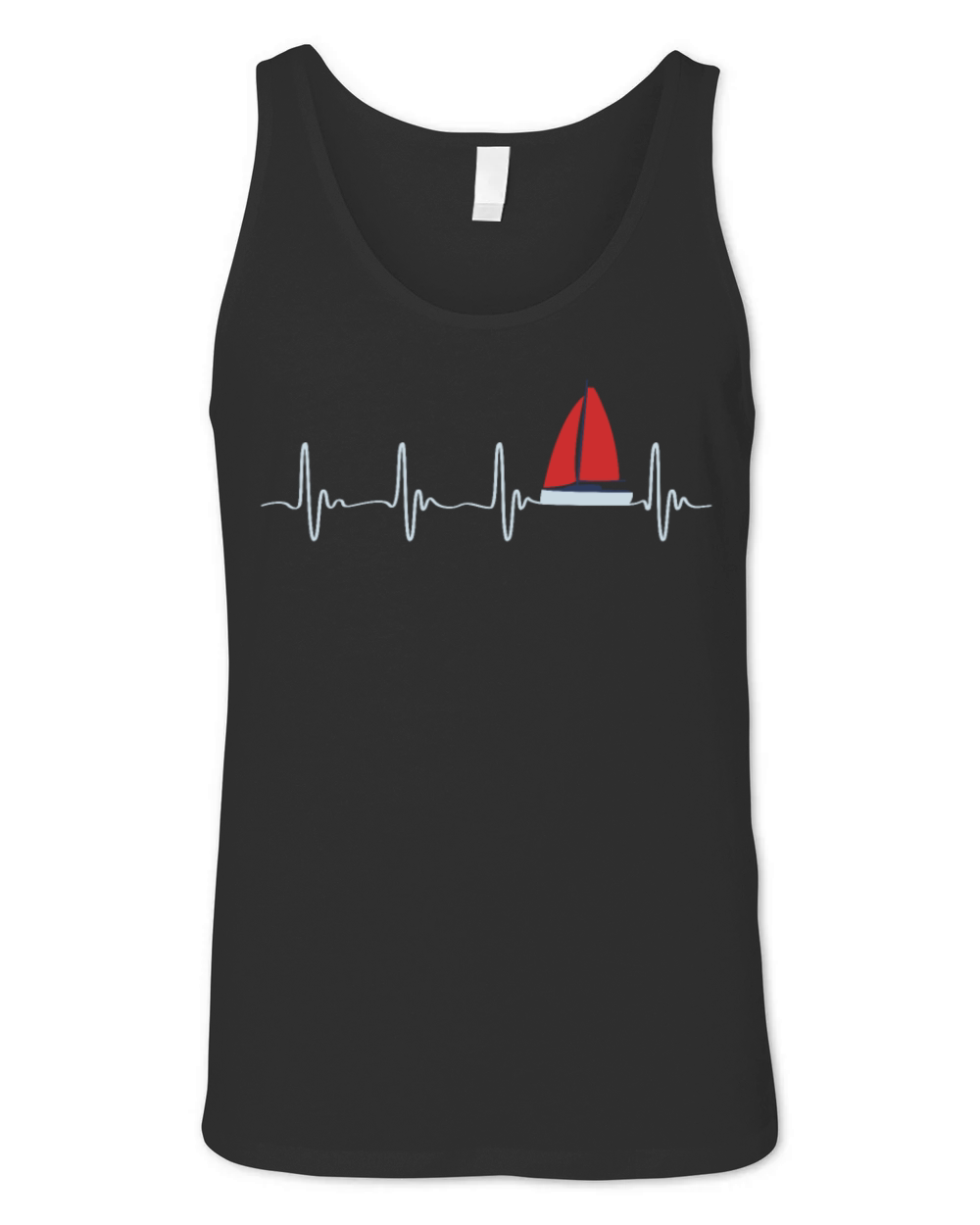 Sailboat heartbeat sailing skipper Unisex Jersey Tank