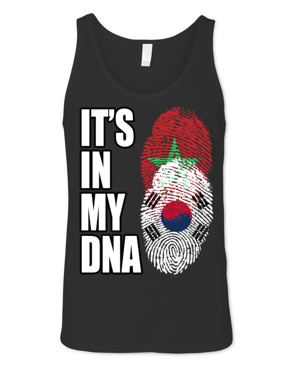 South Korean And Moroccan Mix DNA Flag Heritage Unisex Jersey Tank