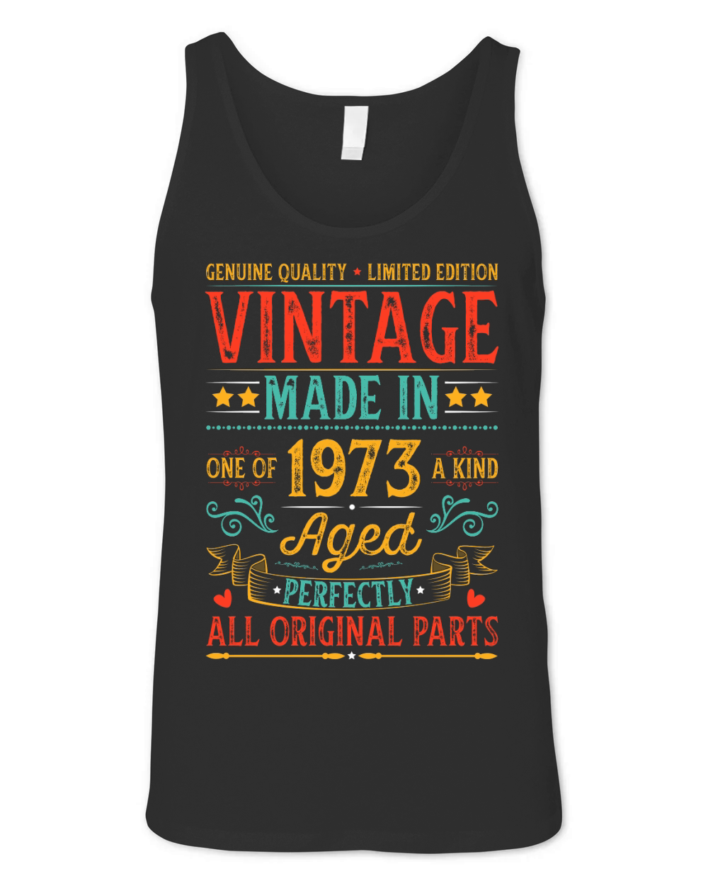 Vintage Made In 1973 Birthday T Shirt Design (1) Unisex Jersey Tank