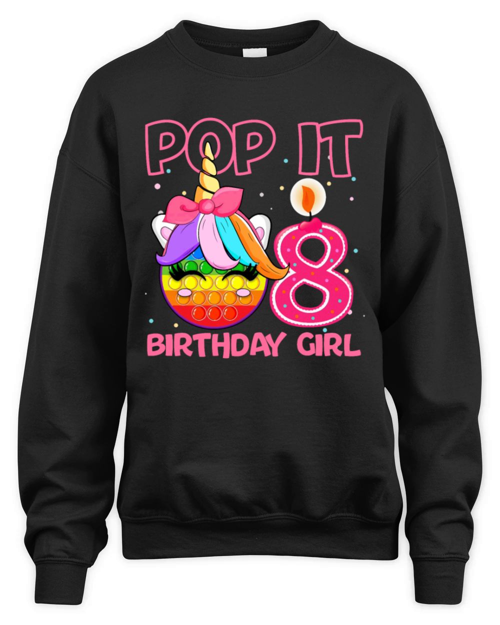 Birthday Girl Pop It 8th Birthday Unicorn Fidget Unisex Premium Crewneck Sweatshirt