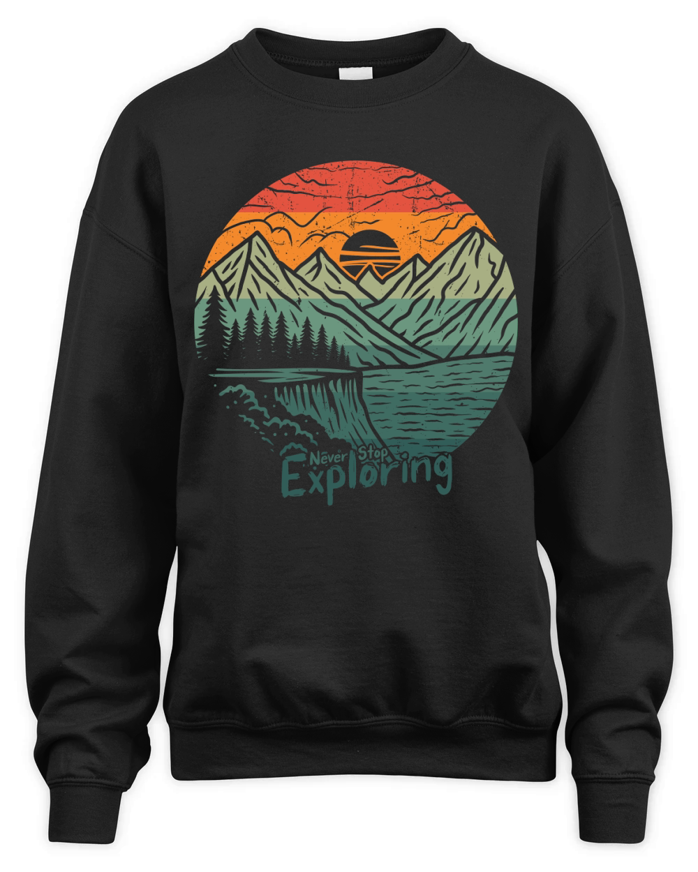 Exploring mountain adventure graphic vector art t shirt design Unisex Premium Crewneck Sweatshirt
