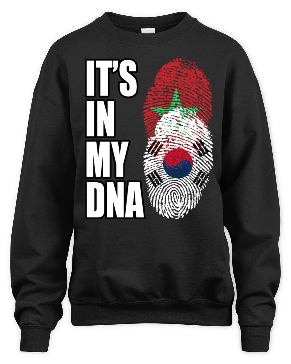 South Korean And Moroccan Mix DNA Flag Heritage Unisex Premium Crewneck Sweatshirt