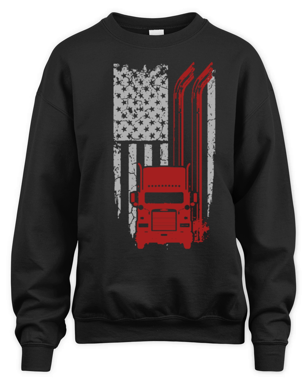 Trucker - Cool Flag t-shirt for american trucker Unisex Premium Crewneck Sweatshirt