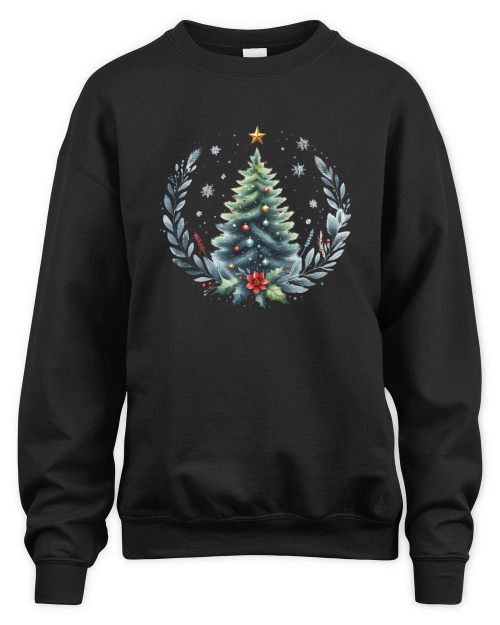 Watercolor Christmas tree Clipart Unisex Premium Crewneck Sweatshirt