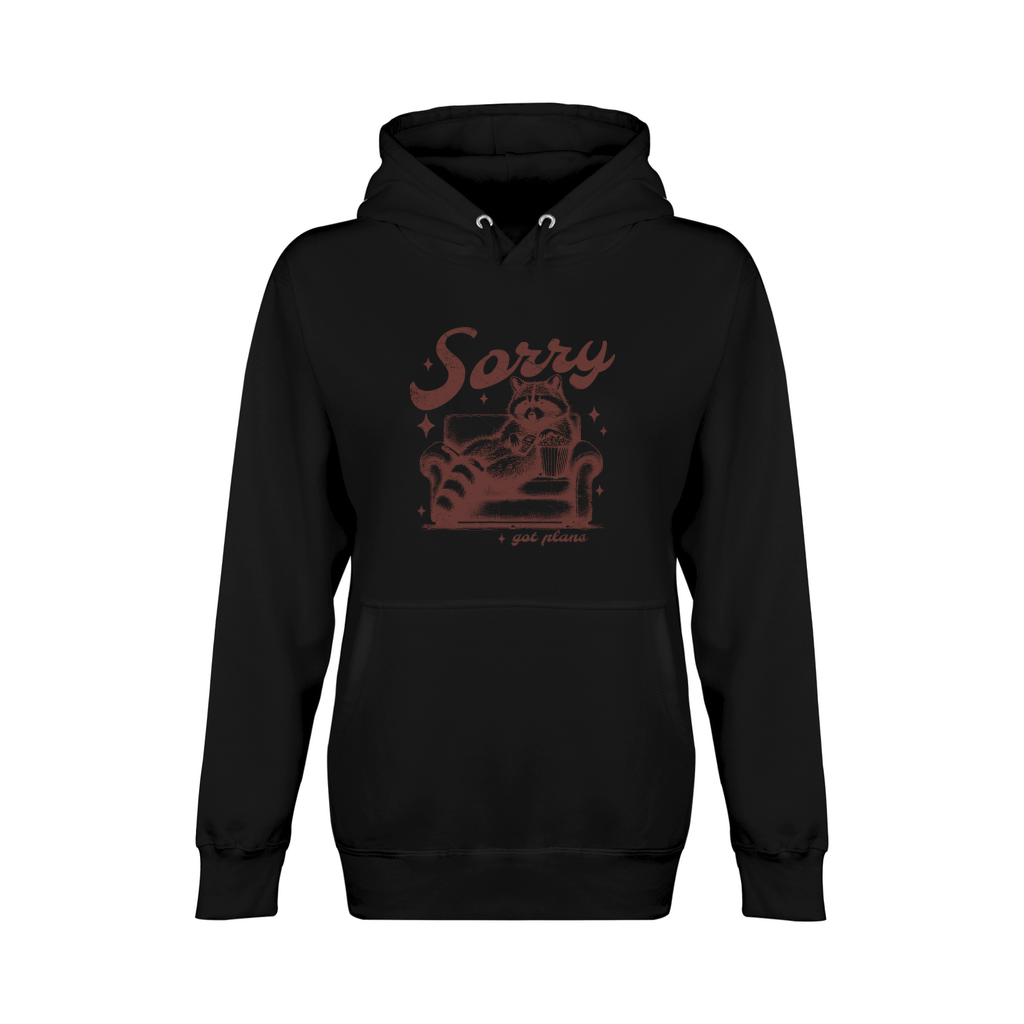 Sorry Got Plans Raccoon Sofa Popcorn D Brown GR Unisex Premium Pullover Hoodie