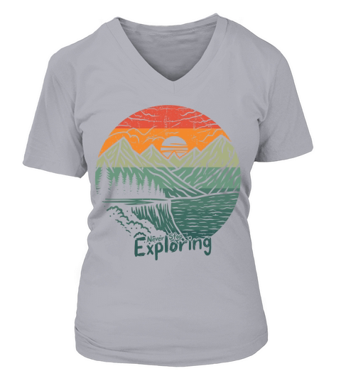 Exploring mountain adventure graphic vector art t shirt design V-neck T-Shirt Woman
