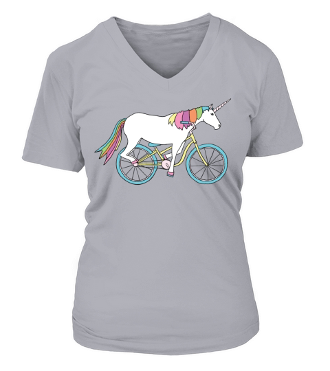 unicorn riding bike V-neck T-Shirt Woman