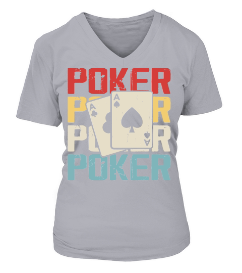 Vintage Casino Poker V-neck T-Shirt Woman