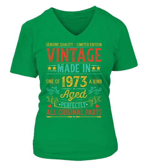 Vintage Made In 1973 Birthday T Shirt Design (1) V-neck T-Shirt Woman