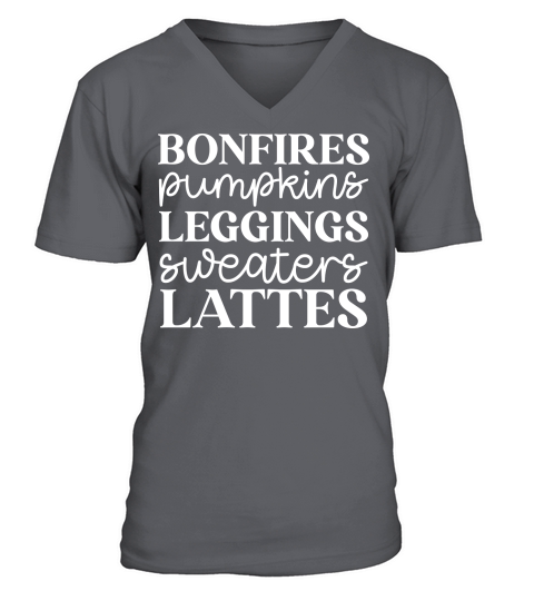 bonfires pumpkins leggings sweaters lattes white V-Neck T-shirt
