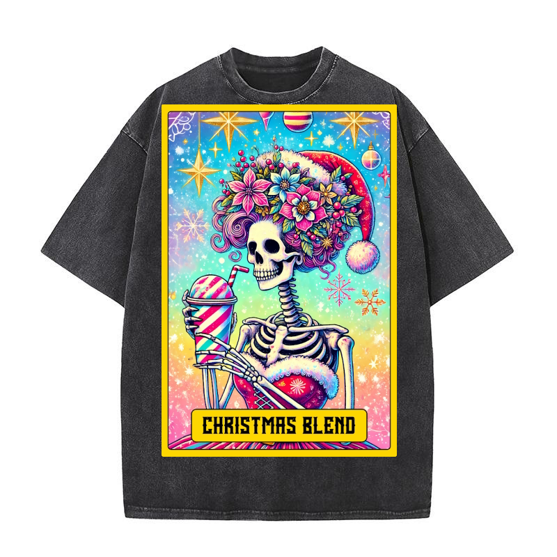 3.Christmas Skeleton Taro Cards Bundle Washed T-Shirt