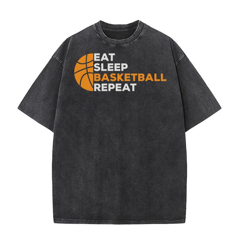 Basketball Coach Eat Sleep Basketball Repeat 1.01 Washed T-Shirt