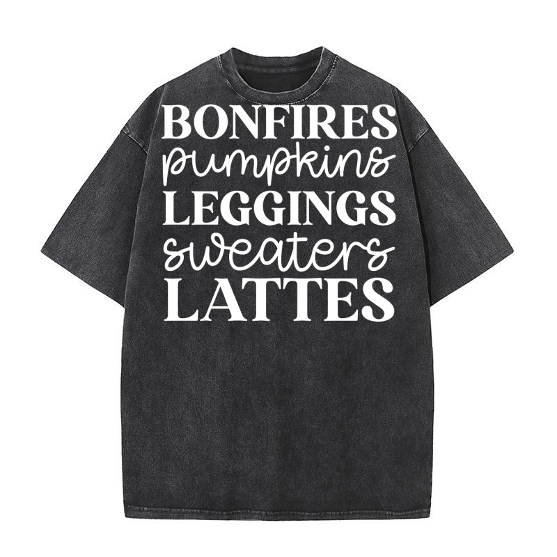 bonfires pumpkins leggings sweaters lattes white Washed T-Shirt